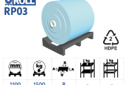 RP03 – bancale in plastica small a 2 vie per bobine fino a 1100 mm per magazzino rotoli