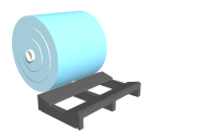 RP03 – bancale in plastica small a 2 vie per bobine fino a 1100 mm per magazzino rotoli