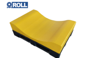 RC39-1-L – plastic roll cradle pallet for roll up to 1300 mm with medium hard Combo saddle