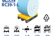 RC39-1-L – plastic roll cradle pallet for roll up to 1300 mm with medium hard Combo saddle