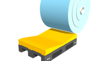 RC39-1-L – plastic roll cradle pallet for roll up to 1300 mm with medium hard Combo saddle