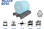 RP01 – plastic cradle_pallet for large reels up to 1200 mm for roll warehouse