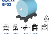 RP02 – 670x1000 small 4 way plastic pallet for rolls up to diameter 1000 mm for roll warehouse