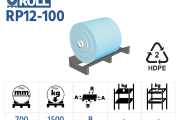 RP12-100 – 400x1000 small 2- way plastic pallet for reels up to 700 mm for roll warehouse